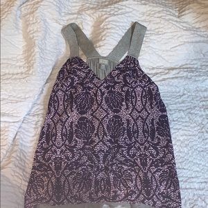 Grey and purple patterned shirt